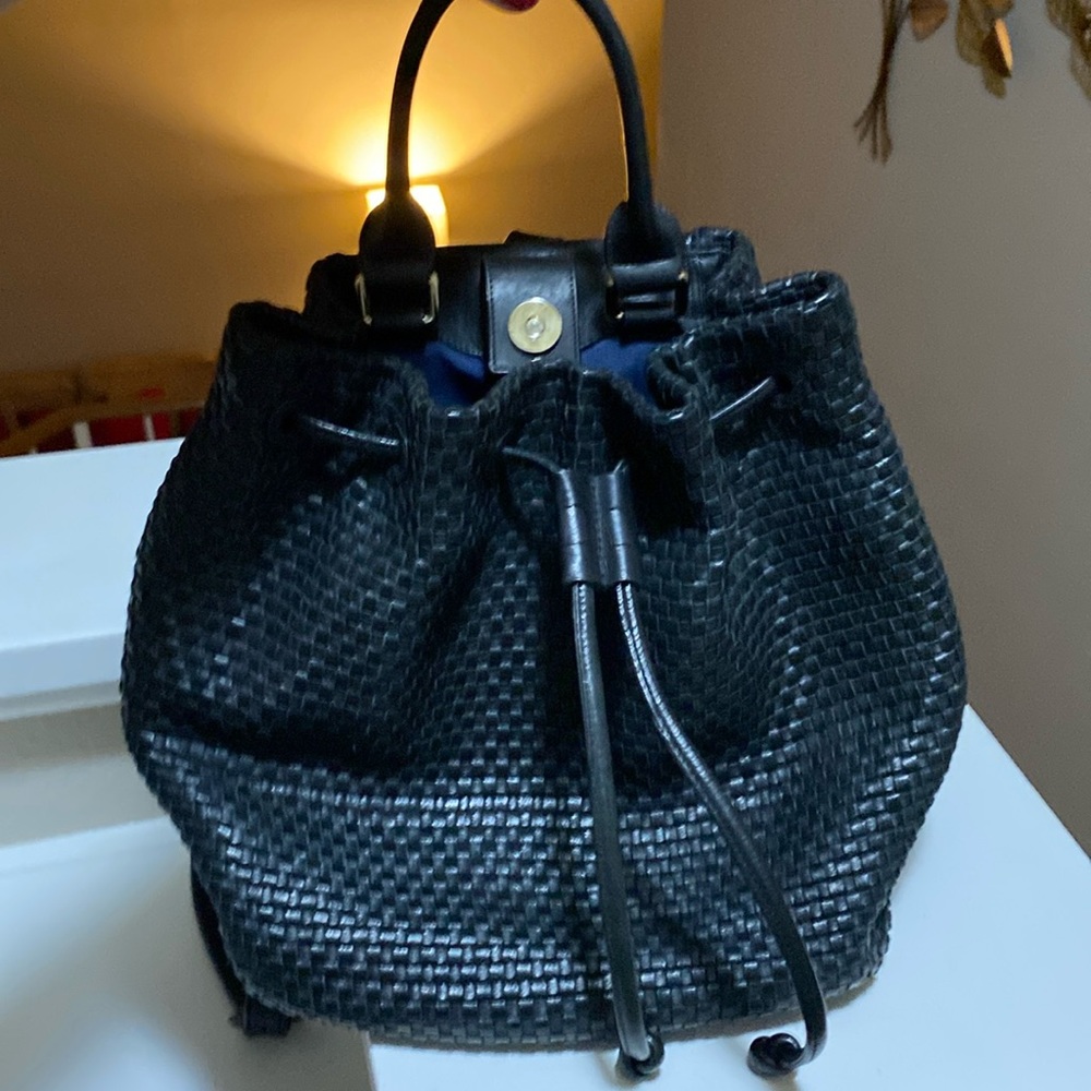 Cole Haan Black Woven Bucket Bag